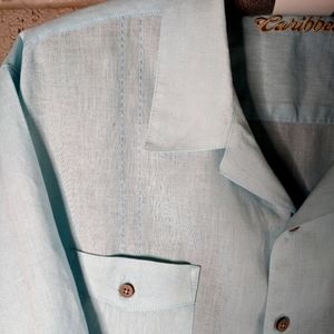 Linen Carribean Island shirt - Sea Green